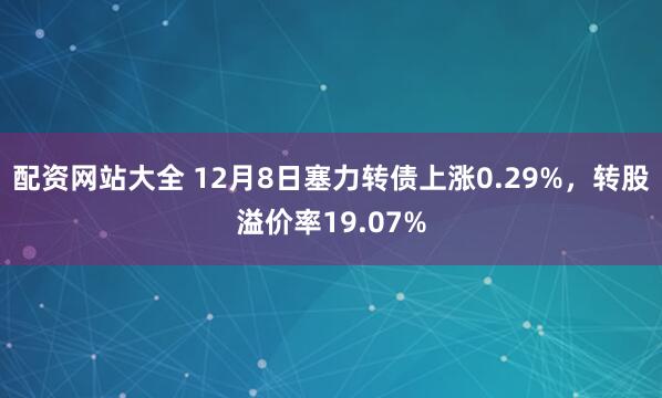 配资网站大全 12月8日塞力转债上涨0.29%，转股溢价率19.07%